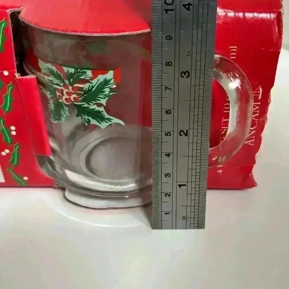 New in box! Two sets of unused vintage glass poinsettia mugs,  perfect for Xmas - Picture 9 of 9